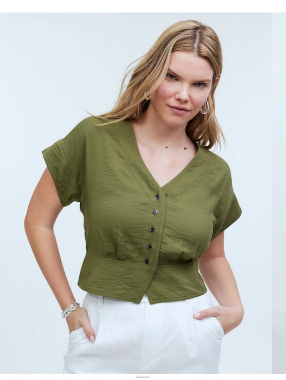 Madewell Pleated Short-Sleeve Top